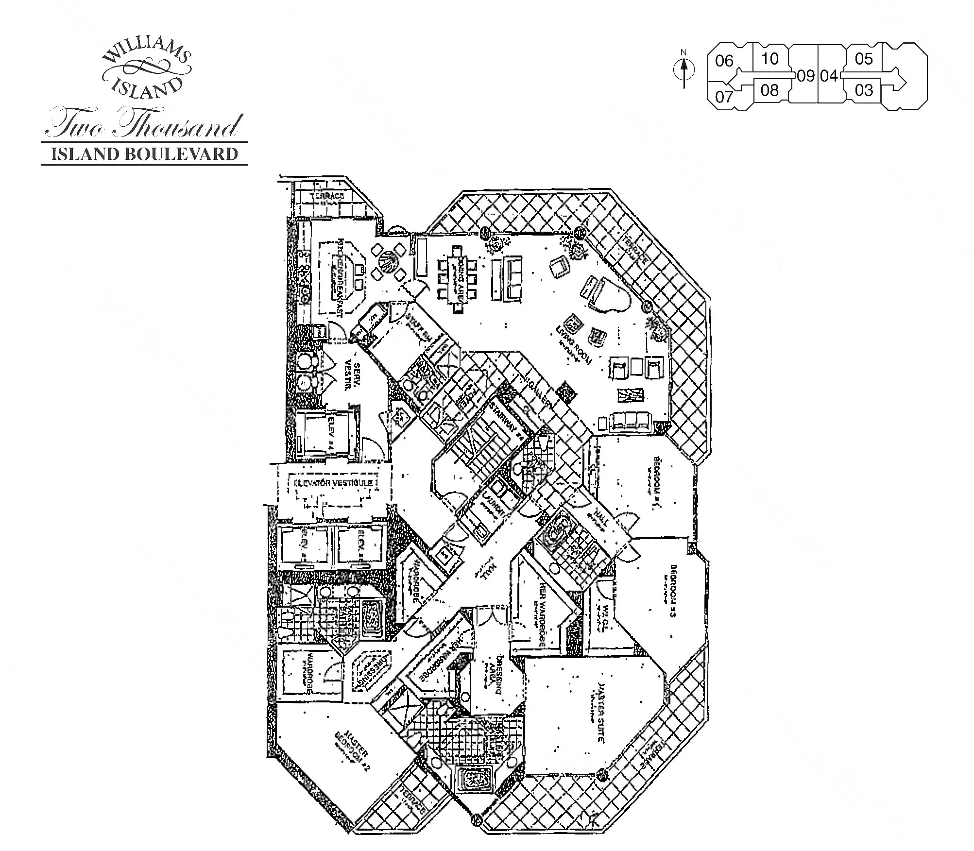01 · A/B Combo floor plan at 2000 Island Blvd, Williams Island