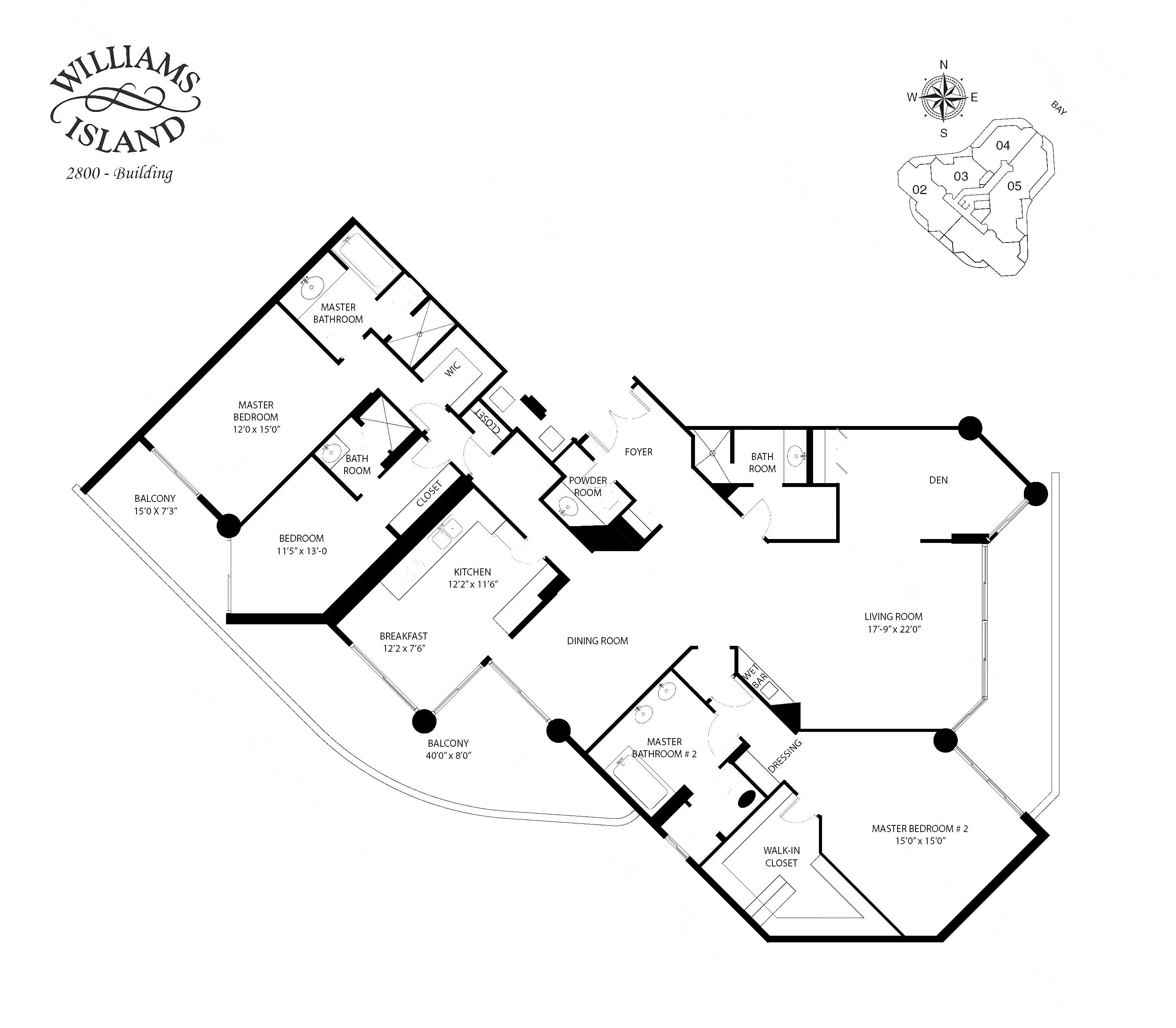 01 · Floors 14–24 floor plan at 2800 Island Blvd, Williams Island