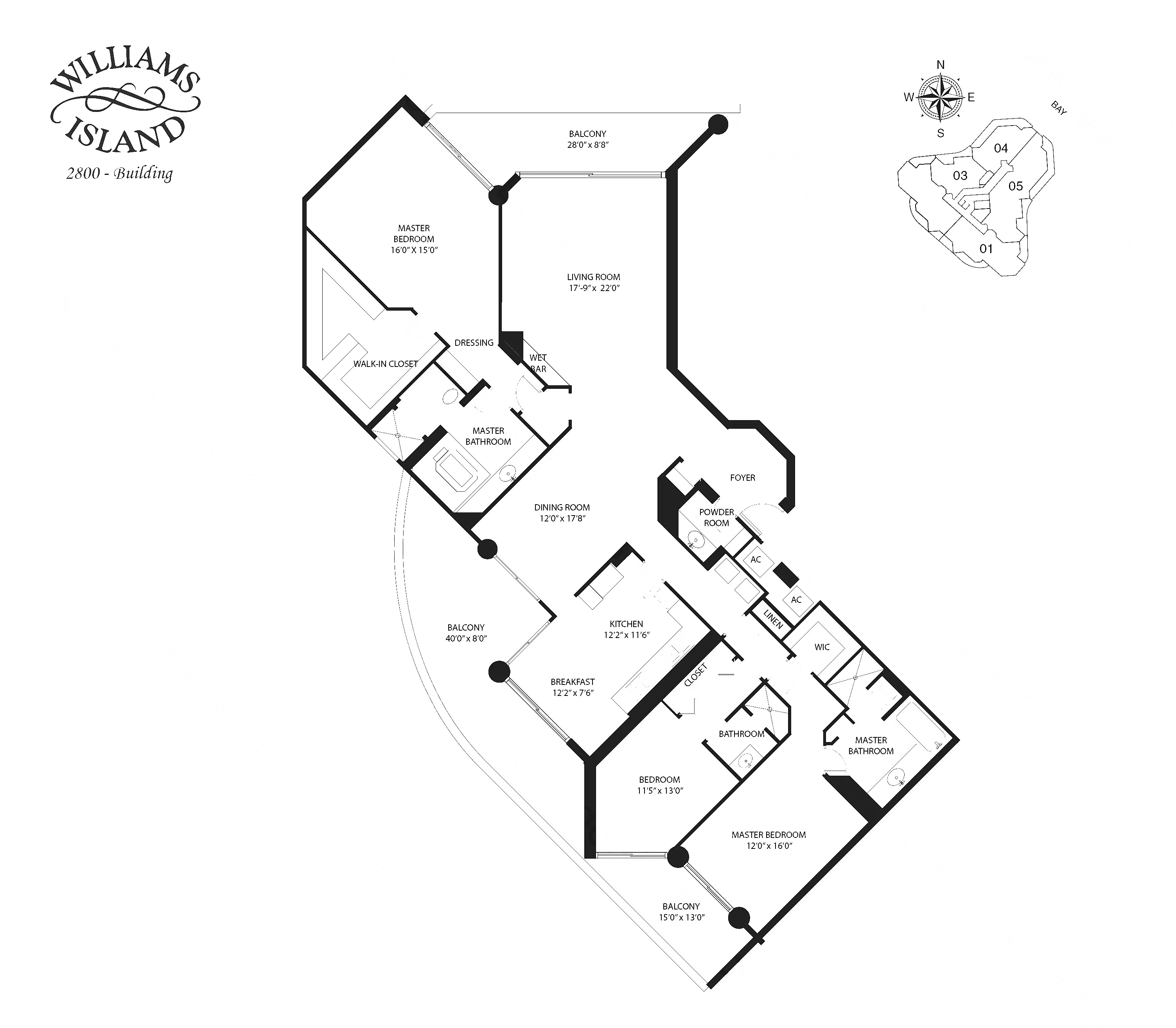 02 · Floors 14–24 floor plan at 2800 Island Blvd, Williams Island