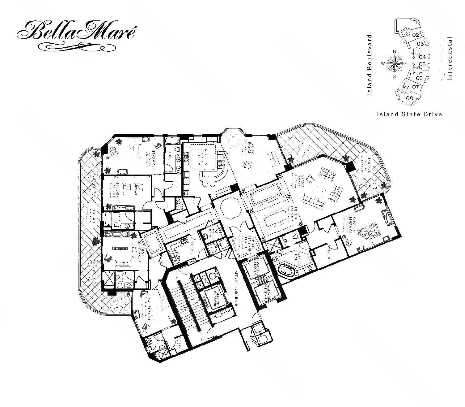 01 floor plan at 6000 Bella Mare, Williams Island