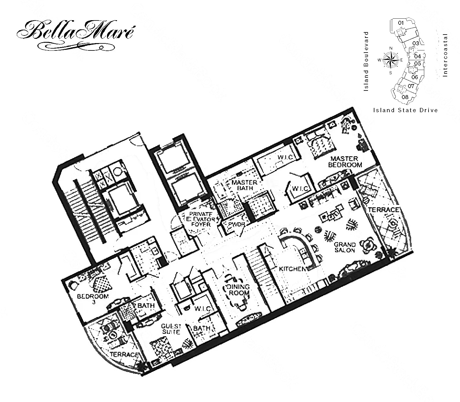 02 floor plan at 6000 Bella Mare, Williams Island
