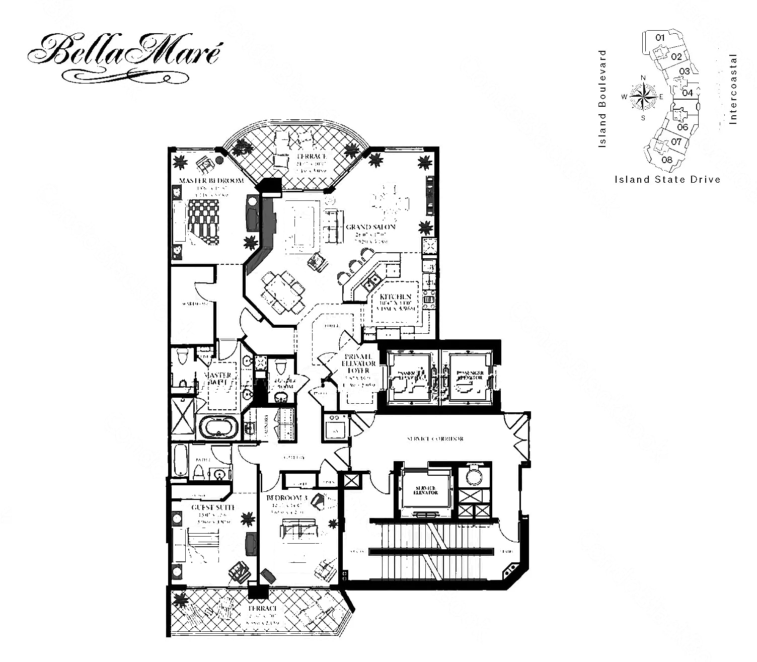 05 floor plan at 6000 Bella Mare, Williams Island