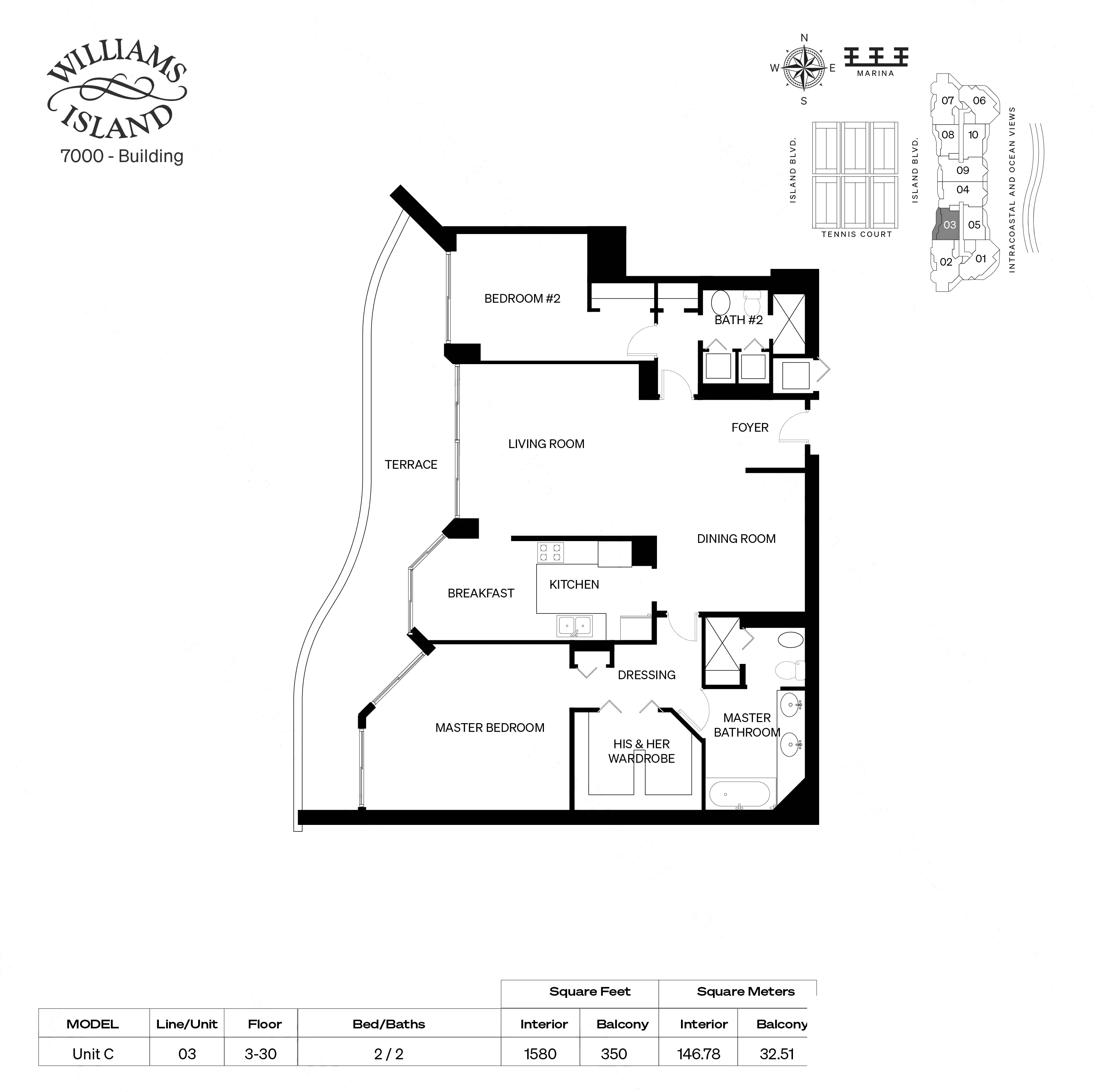 Unit C floor plan at 7000 Villa Marina, Williams Island