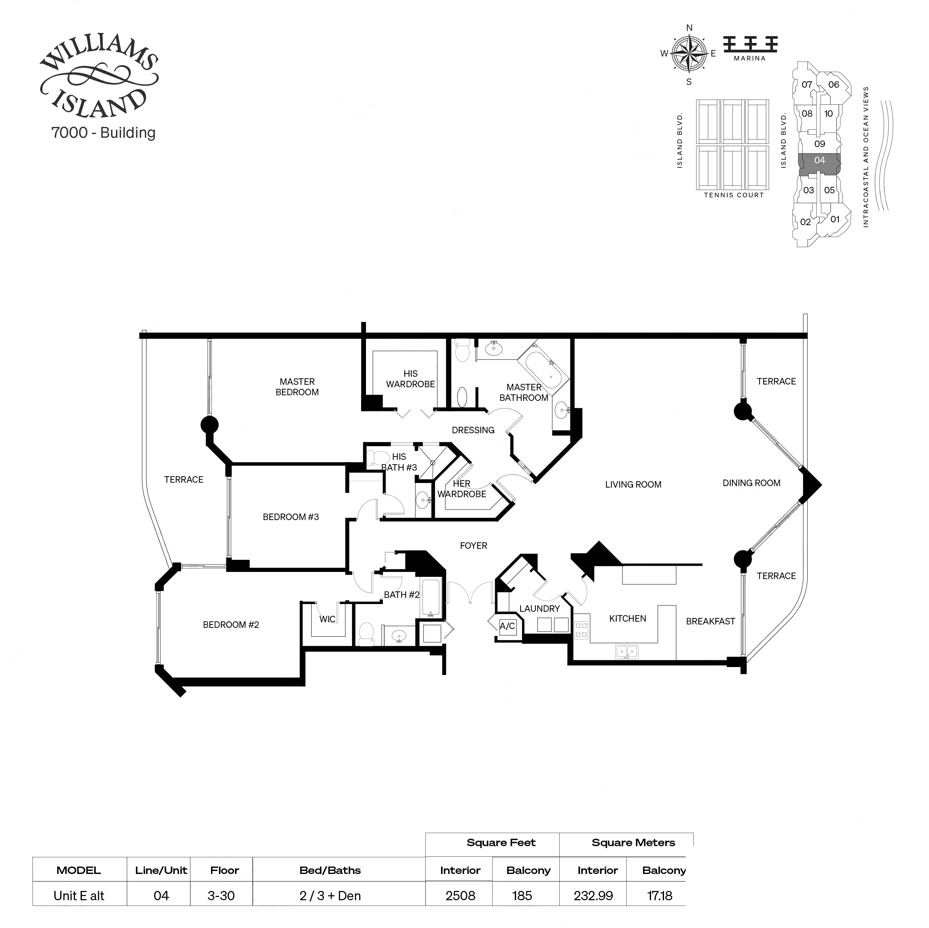 Unit E Alt floor plan at 7000 Villa Marina, Williams Island