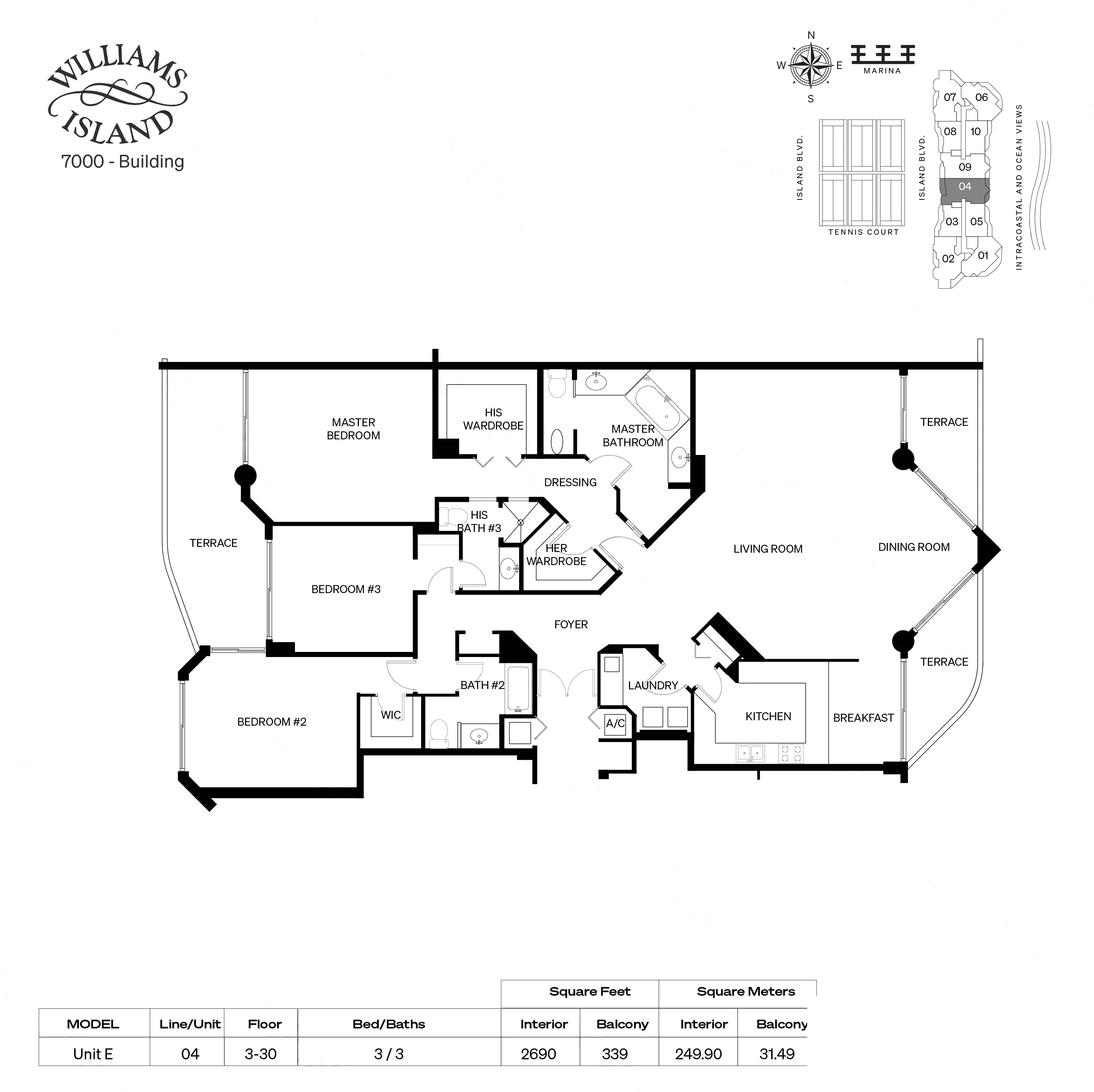 Unit E floor plan at 7000 Villa Marina, Williams Island