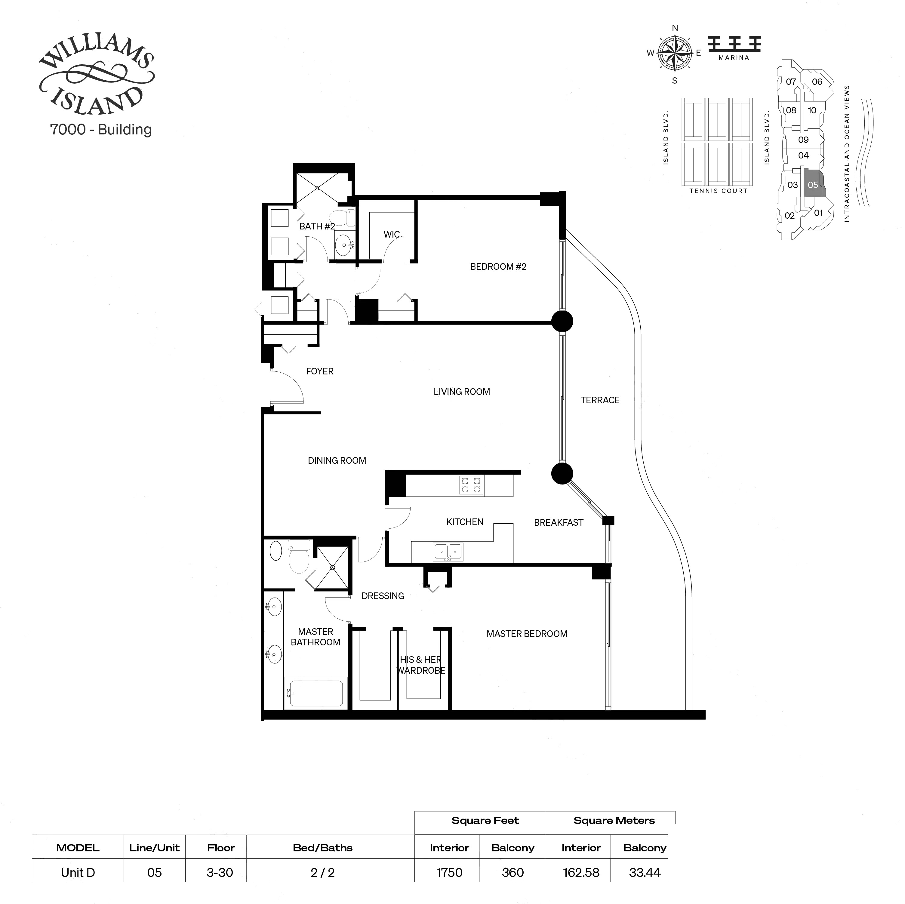 Unit D floor plan at 7000 Villa Marina, Williams Island