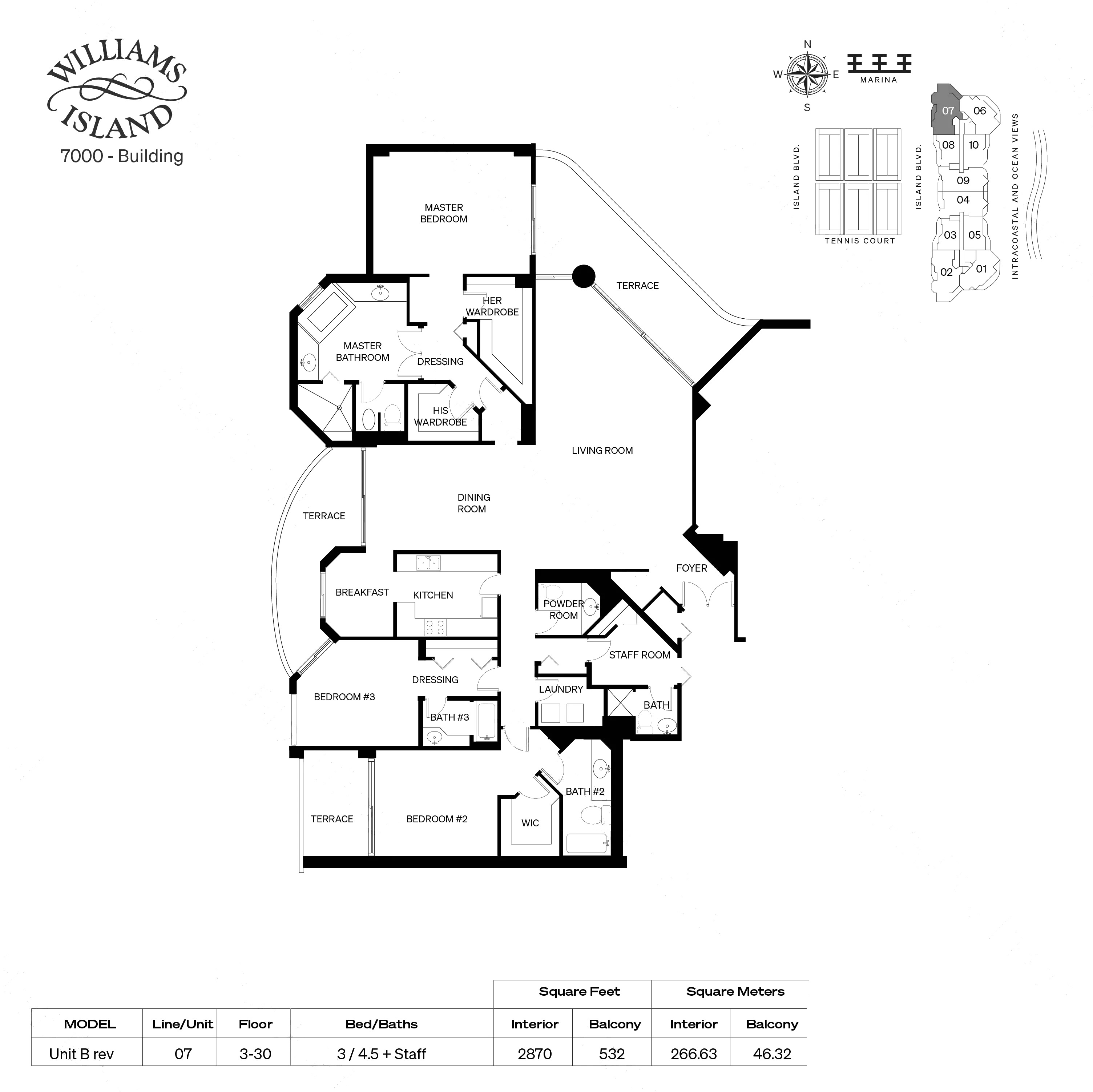 Unit B Rev floor plan at 7000 Villa Marina, Williams Island