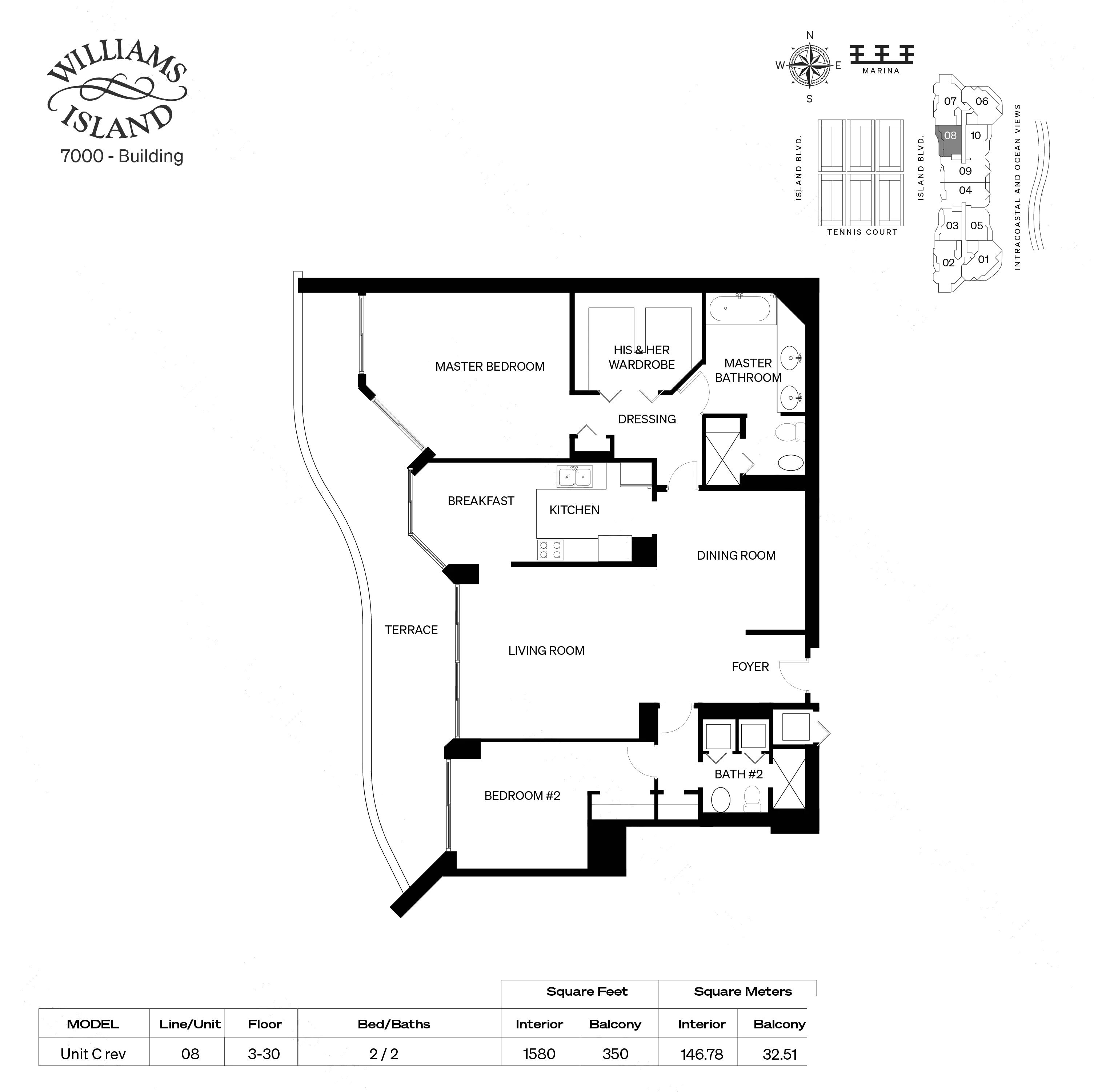 Unit C Rev floor plan at 7000 Villa Marina, Williams Island