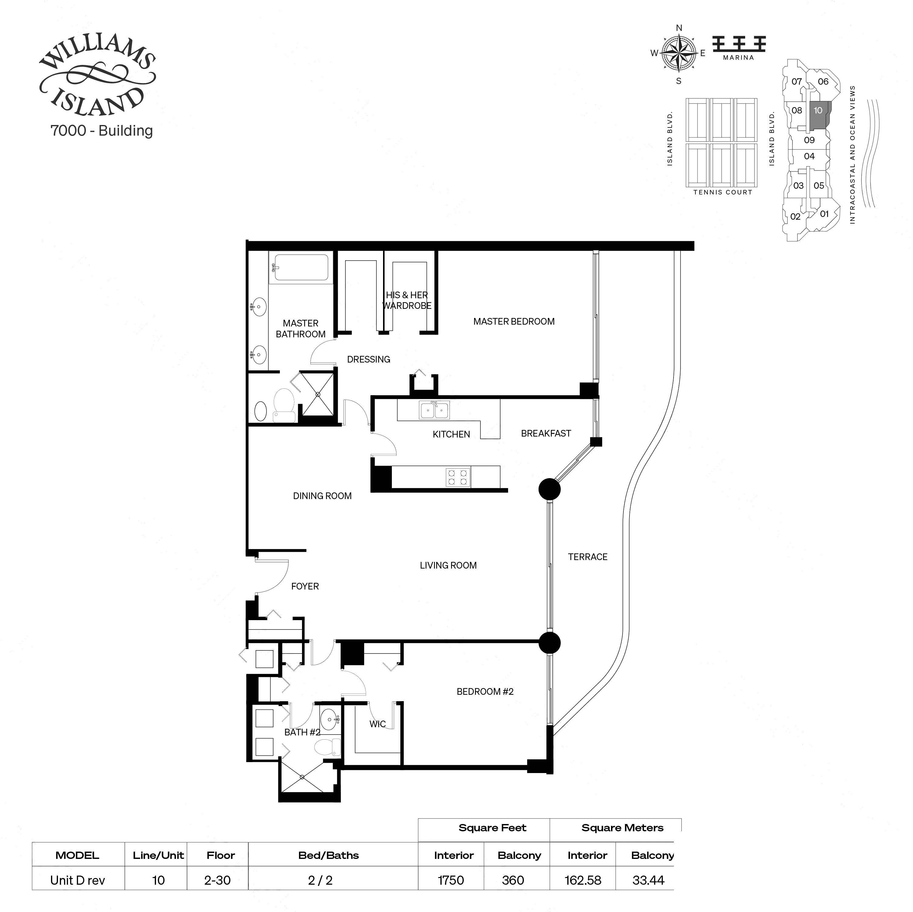 Unit D Rev floor plan at 7000 Villa Marina, Williams Island