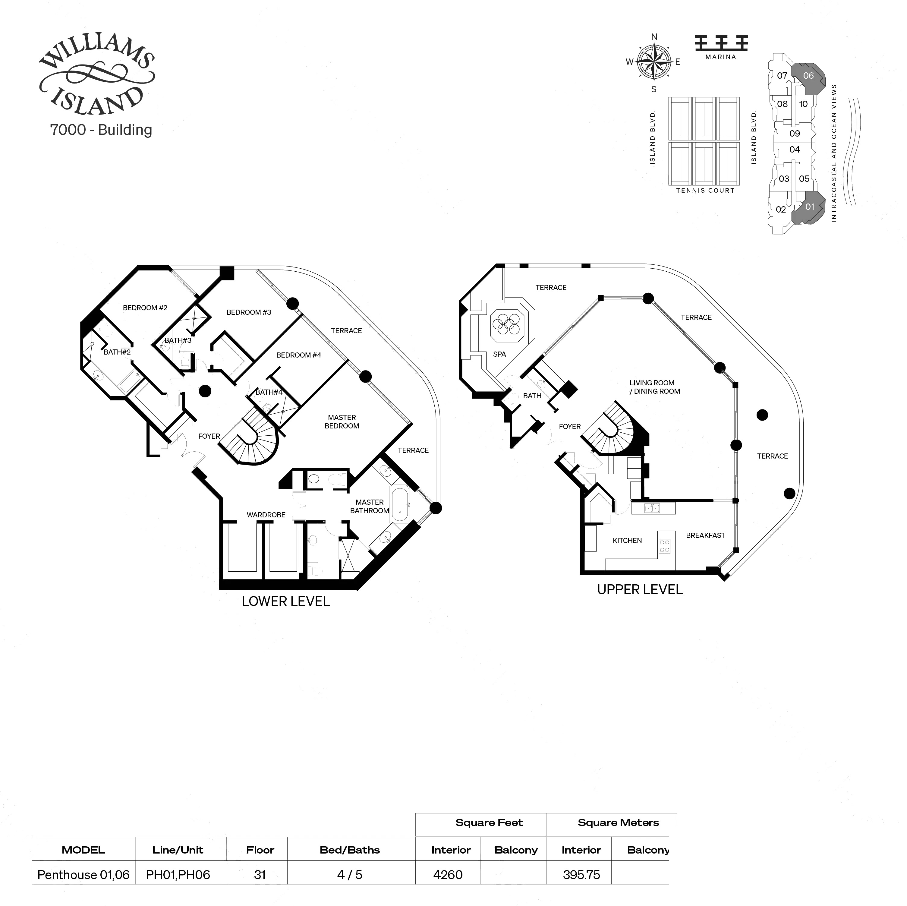 Penthouse 01/06 floor plan at 7000 Villa Marina, Williams Island