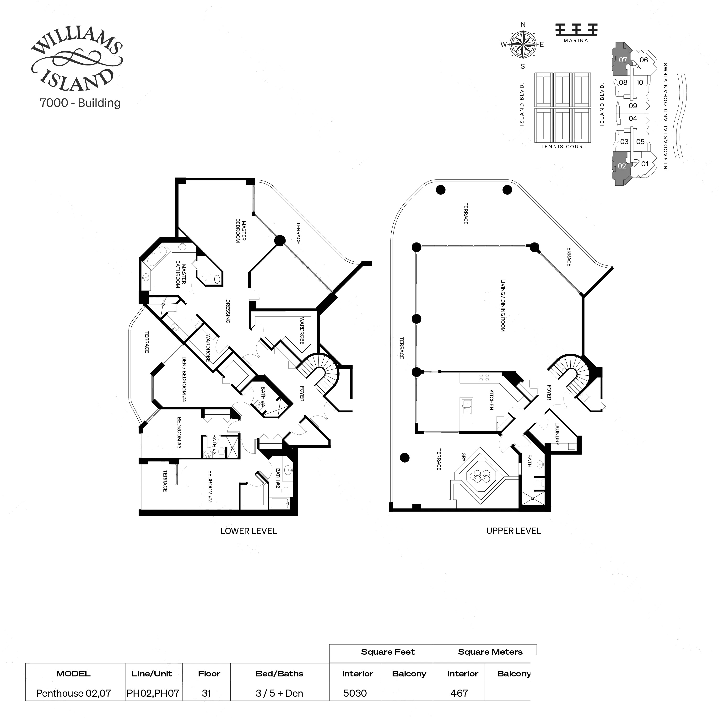 Penthouse 02/07 floor plan at 7000 Villa Marina, Williams Island