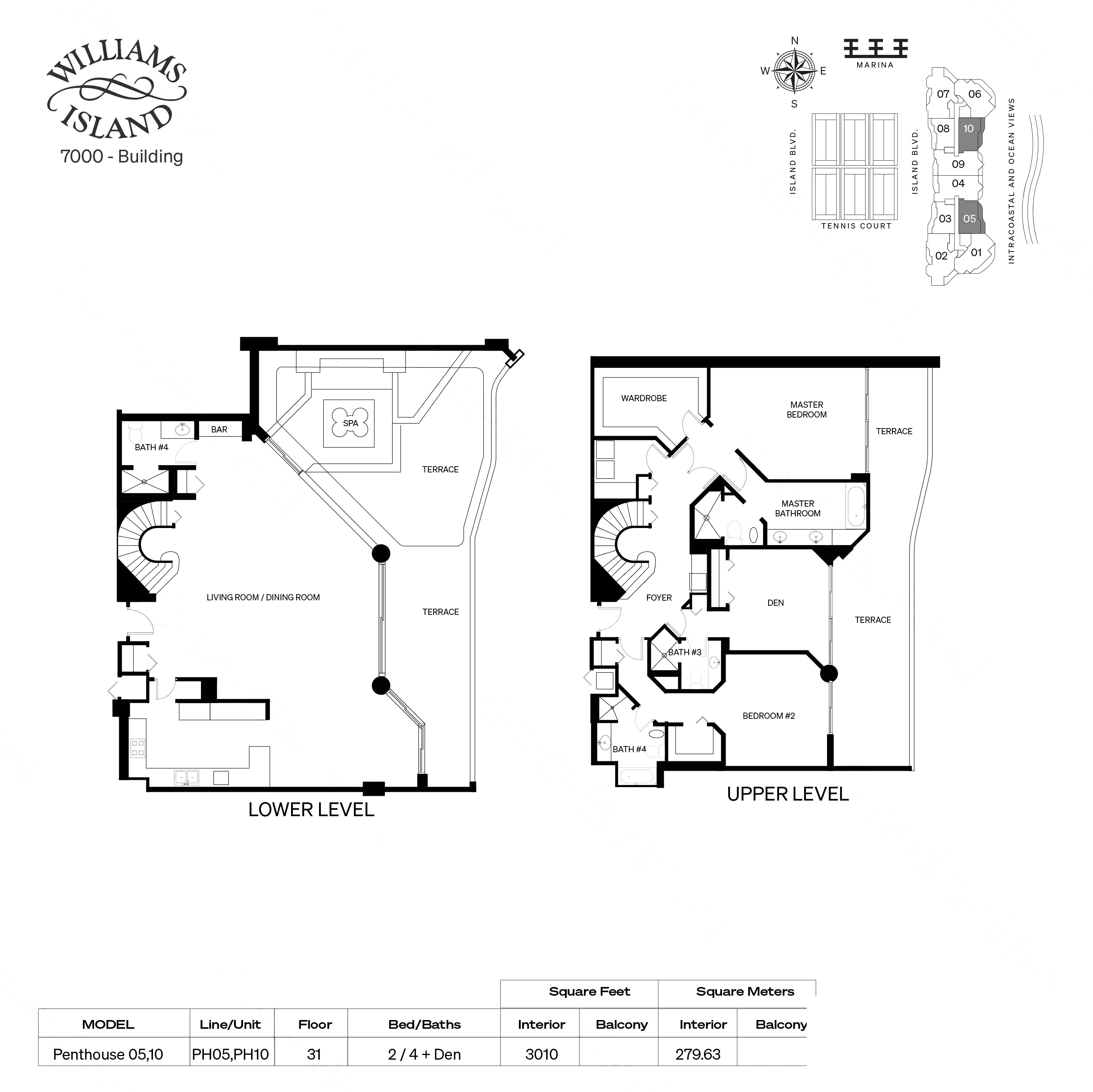 Penthouse 05/10 floor plan at 7000 Villa Marina, Williams Island